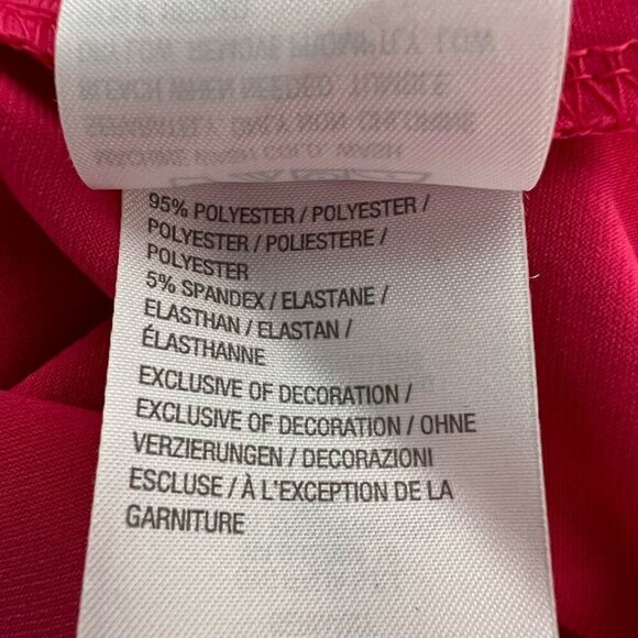 Susan Graver Womens Blouse Fuchsia Cap Sleeve Flutter V Neck Stretch Lace Trim M - Picture 9 of 10